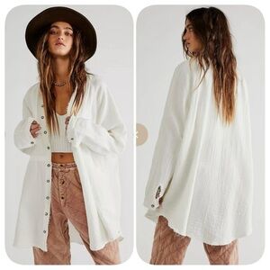 Free People Women's White Button-Up Shirt